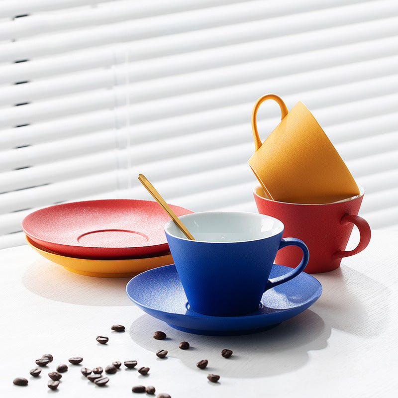 Handmade Klein blue horseshoe-shaped coffee cup for home.