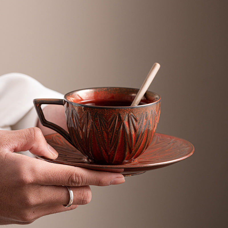 Ceramic coffee cup with latte art