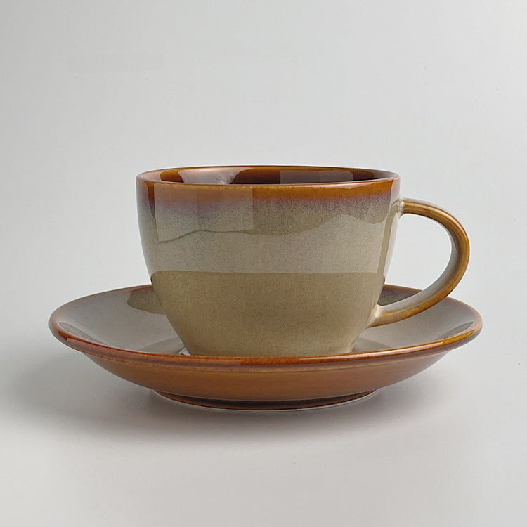 Coffee cup with latte art, Japanese ceramic cup.