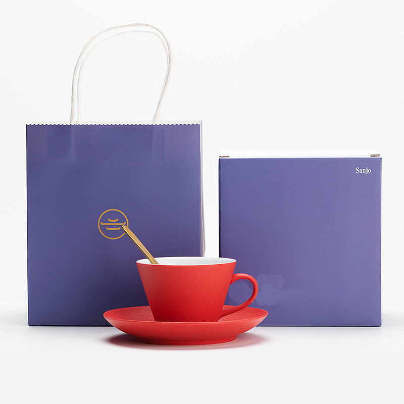 Handmade Klein blue horseshoe-shaped coffee cup for home.