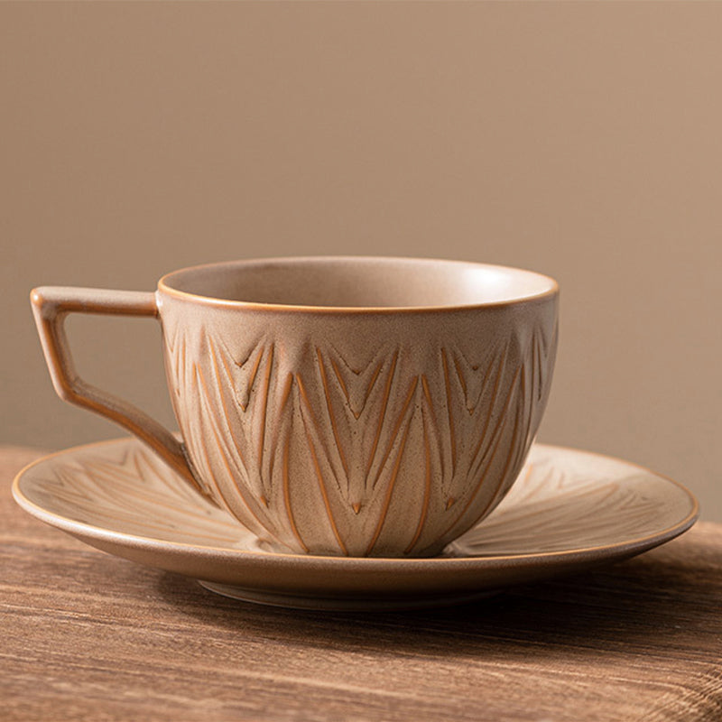 Ceramic coffee cup with latte art