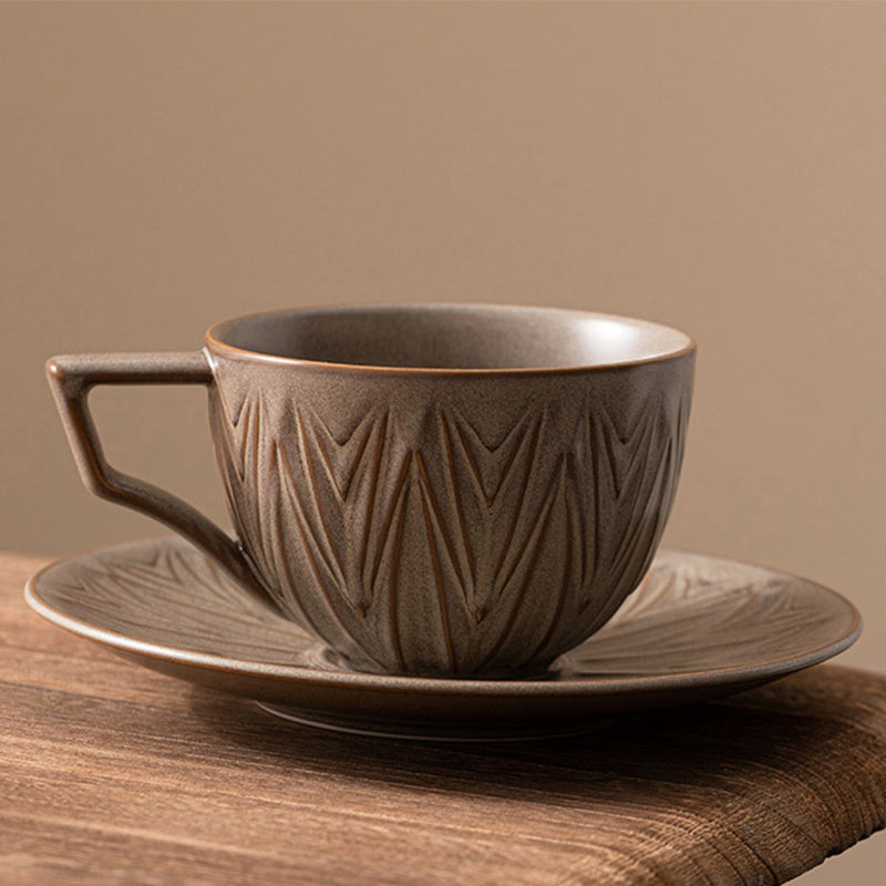 Ceramic coffee cup with latte art